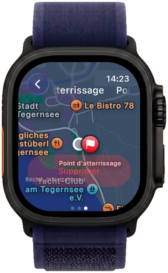 Marquer le point d'atterrissage sur la carte