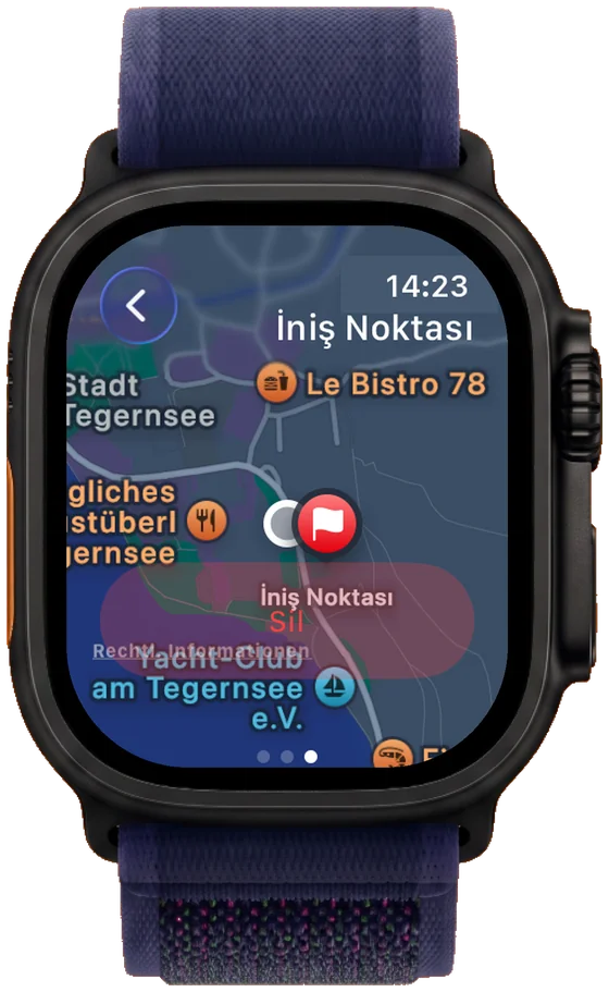 İniş noktasını haritada işaretleme